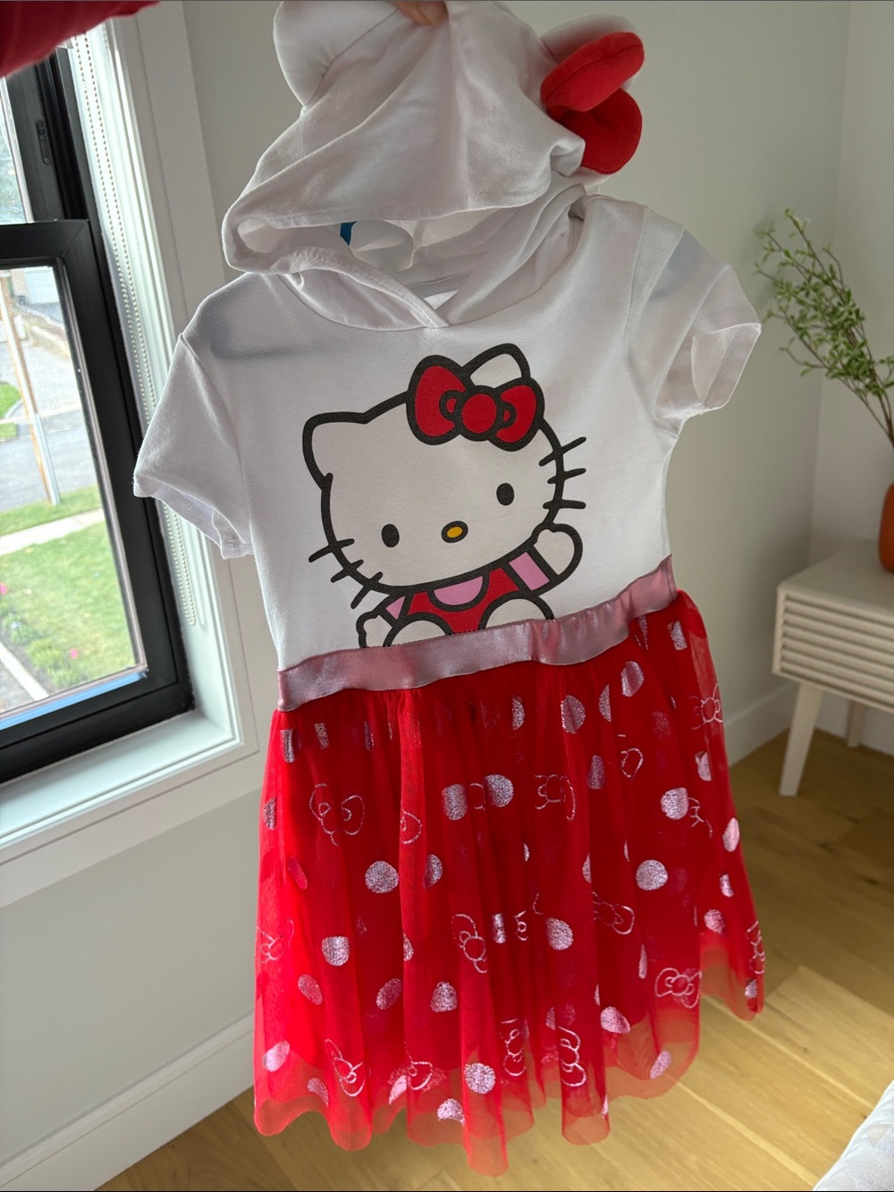 Hello Kitty White and Red Tulle Dress Costume with Hood